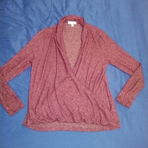 Philosophy Shimmery Rose V-Neck Wrap Sweater